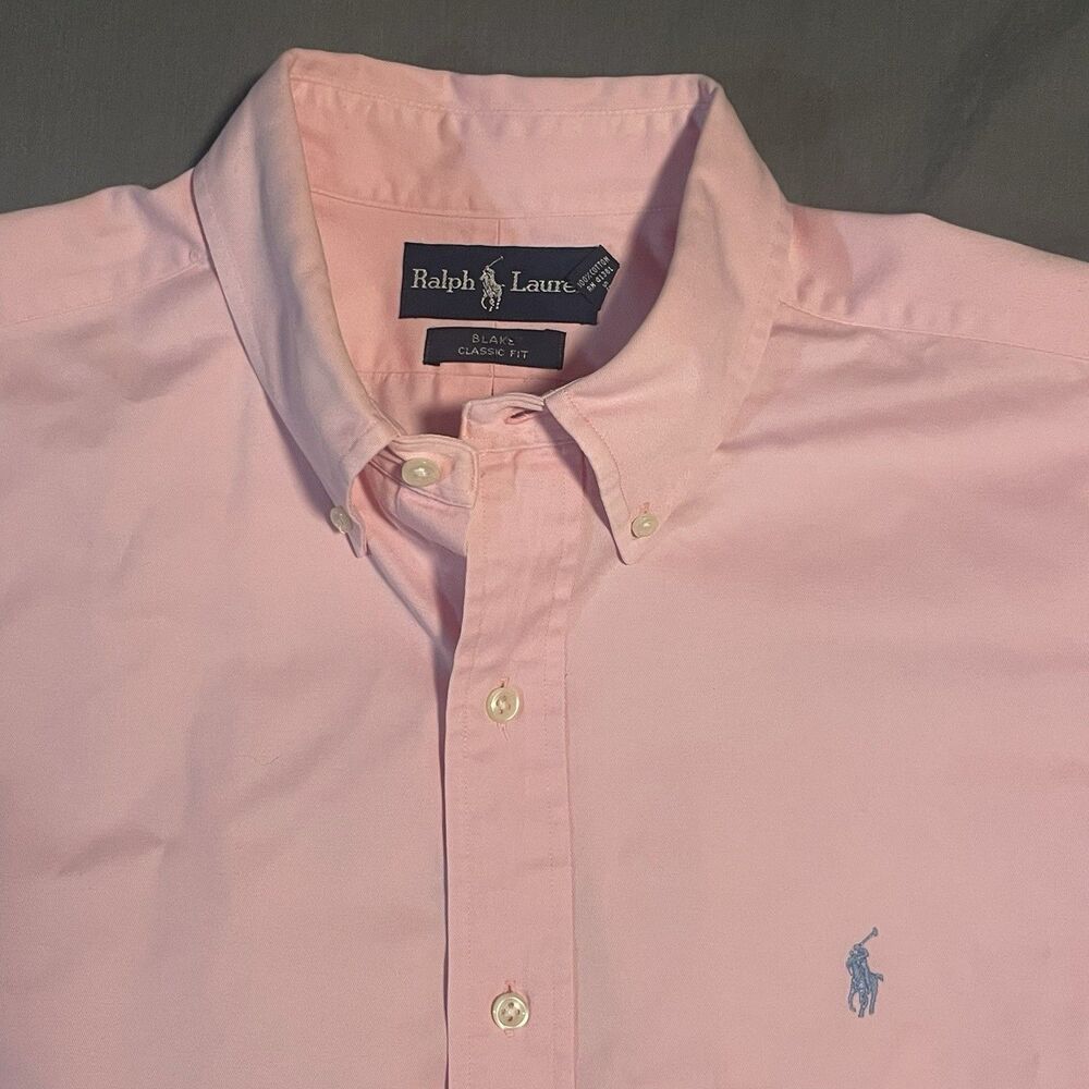 Polo Ralph Lauren Blake Shirt Mens Large Pink Oxford Cotton Button Down Long Slv